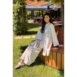 Ensembles de costumes pour femmes en mousseline de soie ivoire 100% coton respirant - Product Image 2