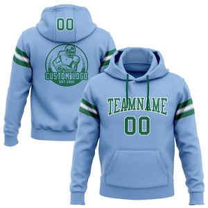 Custom Stitched <b>Light</b> Blue Kelly Green-White <b>Football</b> Pullover Sweatshirt Hoodie - Product Image 1