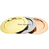 Assiettes et plats de table de mariage plaqués or de haute qualité de forme ronde et attrayante aux allures attrayantes les plus exigeantes