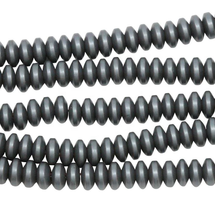 Wholesale Silver Matte Hematite Rondelle Stone Beads Premium Quality for  Crafting and Jewelry Making