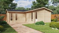 Cabane en bois d'angle avec une chambre - Maison de vacances en bois préfabriquée pour séjour en plein air et en forêt