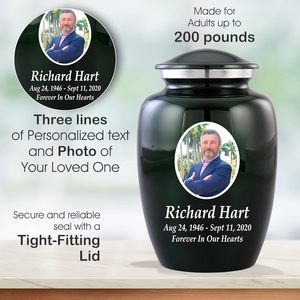 Personalized Photo Cremation Urns <b>for</b> Adult <b>Ashes</b> Male Female Custom Burial Urns <b>for</b> Human <b>Ashes</b> Handcrafted Custom Size Green - Product Image 5