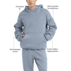 2025 Customized High Quality Cotton French Terry Oversize Hoodie <b>Thick</b> <b>Fleece</b> Drop Shoulder Plain Blank Custom Men's Hoodies - Product Image 3