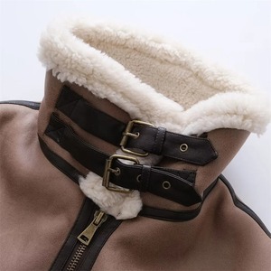 Chaleco de Piel de Oveja con Cuello de Piel para Invierno, Venta al por Mayor, Chalecos de Piel de Oveja Transpirables de Alta Calidad para Mujer, Chaleco de Cuero Auténtico de Moda - Product Image 3