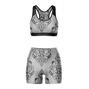 Conjunto Deportivo para Mujer al por Mayor, Color Sólido, Logotipo Personalizado, Sujetador Deportivo con Cintura Elástica Delantera y Pantalones Cortos de Cintura Alta - Product Image 2