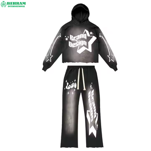 Conjuntos de Sudadera y Pantalones Acampanados de Algodón 100% Ecológico Transpirable de 400 GSM Personalizados para Streetwear, Unisex, de Alto Gramaje - Product Image 5