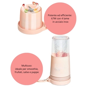 Licuadora Portátil USB de 67W, Mini Licuadora para Smoothies con 4 Cuchillas de Acero Inoxidable y Vaso de Vidrio Tritan - Product Image 5