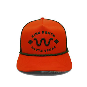 Sombrero de camionero de 5 paneles ajustable con logotipo bordado 3D Puff naranja americana fábrica personalizable de moda para playa al aire libre - Product Image 1