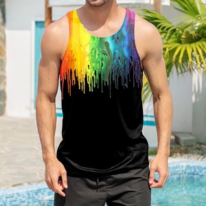 เสื้อกล้ามออกกำลังกายพิมพ์ลายถักแบบลำลองสำหรับผู้ชายเสื้อกล้ามออกกำลังกายเล่นยิม - Product Image 2