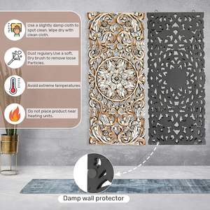 Plaques murales décoratives en bois - 16x36 pouces, lot de 1 - Panneau mural sculpté élégant pour rehausser la décoration de votre pièce - Product Image 3