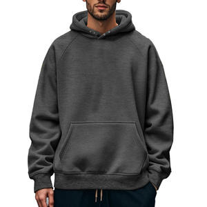 Venta al por mayor de sudaderas con capucha de lana de algodón de 450GSM, sudaderas con capucha Unisex personalizadas, hombro caído, Sudadera con capucha de corte americano de gran tamaño, lote de colores disponibles - Product Image 2