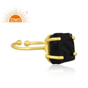 แหวนซ้อนอัญมณีออบซิเดียนสีดำธรรมชาติชุบทองเงินสเตอร์ลิงดีไซน์ล่าสุดจากผู้ผลิตเครื่องประดับชั้นดี - Product Image 2