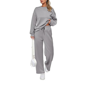 Best Ladies Tracksuits Set Cotton Fleece OEM Custom Female Training Sports Wear Two Piece Jogging Suit Pullover Crop Tracksuit - Product Image 4