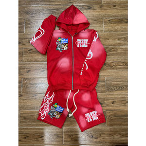 Ensemble short et sweat à capuche délavé à l'acide de haute qualité avec impression de logo personnalisé pour hommes ensemble sweat à capuche et short délavés au soleil de bonne qualité - Product Image 5