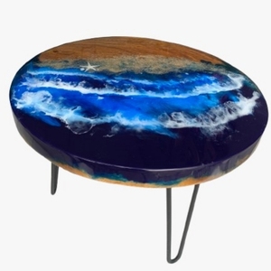MESAS DE CENTRO DE ALTA CALIDAD MESA DE RESINA MUEBLES CONCEPTO OCEANO AZUL PERSONALIZADO RESINA CON MADERA DE TECA - Product Image 1