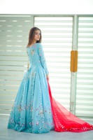 Nouvelle Robe Anarkali de Soirée Longue en Acrylique et Georgette, Broderie Florale Élégante, Manches Longues, Anti-humidité, Longueur Ras du Sol, Modèle Designer