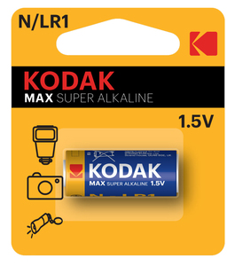 1 pezzo. Batteria alcalina Kodak Max Super 1.5V N/LR1 per telecomandi e fotocamere (confezione blister) - Product Image 1