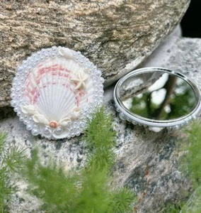 <b>Round</b> Seashell Hand <b>Mirror</b> Handmade Vietnam Marine Shell Ornamentation Craft - Product Image 3