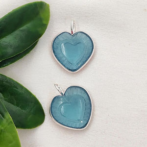 จี้รูปหัวใจประดับพลอย ตัวเรือนเงินแท้ 925 สำหรับทำเครื่องประดับ งานแฮนด์เมด ขนาด 20 มม. จี้รูปหัวใจแกะสลัก ขายส่ง - Product Image 3