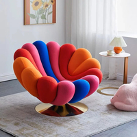 Fauteuil individuel italien créatif en velours en forme de fleur, moderne, simple et confortable, pour salon, chambre, villa, détente, pivotant