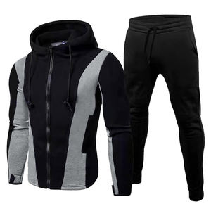 Ensembles de survêtement pour hommes personnalisés en polyester et coton solide, fabrication OEM, vêtements de sport de haute qualité, ensemble de jogging, vêtements en gros - Product Image 2