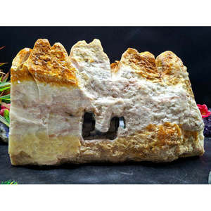 Sculpture de paysage en jade jaune style Shoushan, montagne et eau, chef-d'œuvre de Feng Shui Shanshui, poids 5520 g, décoration intérieure - Product Image 3