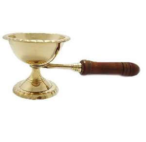 กระถางธูปทองเหลืองพร้อมด้ามไม้ขัดเงาสีทองที่วางธูปขดลวดสำหรับตกแต่ง - Product Image 5