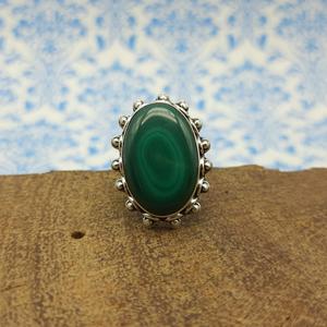 Malachite sud-ouest népalais Design 925 argent bohème bague malachite naturelle bague en gros artisan artisanat bijoux en argent - Product Image 1