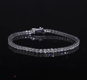 Pulsera de tenis de oro blanco de 14K cultivada en laboratorio, Diamante CVD, corte brillante, ajuste de punta clásica, joyería de boda de lujo chapada en rodio - Product Image 1
