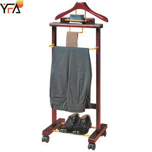 Hotel Room Coat Wood Floor Hanger Valet Rack Trouser Bar <strong>Tie</strong> Bar &amp; Shoe Rack Hotel Coat Rack with Lobby - Product Image 6