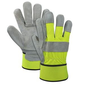 Gants de travail en cuir de vache fendu sur mesure pour hommes Rigger canadien résistant et durable réfléchissant - Product Image 5