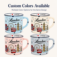Tasses en céramique 11 oz Souvenir de Londres, Grande-Bretagne, avec motif Big Ben et monuments de la ville, Mug à café en céramique pour le camping avec rebord, Personnalisation OEM ODM Vente en gros