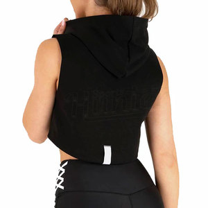 Vente en gros de pulls à capuche sans manches décontractés à la mode pour femmes, sweats à capuche courts sexy pour la course et l'entraînement pour femmes - Product Image 5