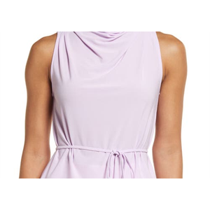 Top in maglia da donna senza maniche con collo ad anello e laccio in vita, colore viola, taglia media - Product Image 5