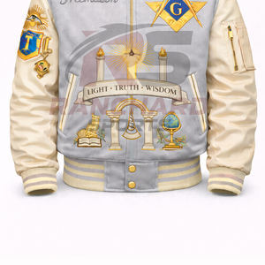 Chaqueta Bomber Masónica, Elegante, Cómoda, Informal, Prenda de Moda, Chaqueta Bomber Masónica Suave, Moderna, para Uso Diario - Product Image 2