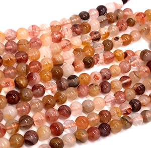 Collier en cristal naturel, perles de quartz de feu lisses, pierre rouge polie, bijoux, brin lâche, grossiste en pierres précieuses pour la guérison - Product Image 5