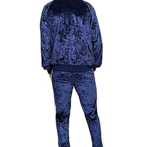 Ensemble de survêtement en velours deux pièces, décontracté d'hiver, uni, imprimé, coupe-vent, écologique, manches longues - Product Image 6