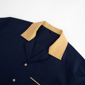 เสื้อเชิ้ตผู้ชายแขนสั้นผ้าฝ้ายคอปกพับติดกระดุม ป้องกันรอยยับ ทรงบ็อกซี่ ตัดสั้น ปักลายโซ่ สำหรับฤดูร้อน - Product Image 3