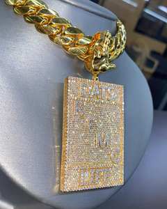 Hip Hop Femmes Glacé VVS Moissanite Lettre Pendentif Collier Strass Pavé Plaqué Argent Sterling Anniversaire - Product Image 2