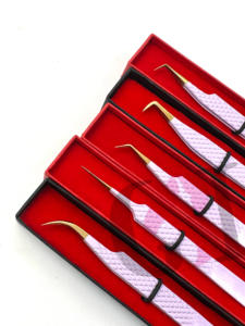 Pince à épiler en acier inoxydable pour Extension de cils, meilleur revêtement en poudre lilas, papillon, différents Styles, pointe dorée, outils de beauté - Product Image 3