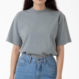 Surdimensionné vierge femmes recadrée t-shirts Vintage délavé à l'acide ras du cou tissu en maille respirant - Product Image 5