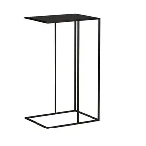 Aluminium and Iron <b>Side</b> <b>Table</b> With Matt <b>Black</b> Finishing C Shape End <b>Side</b> <b>Table</b> for Indoor Use - Product Image 1