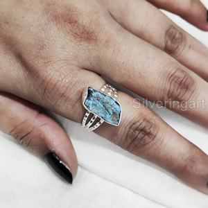 Anillo de Plata de Ley 925 con Piedra Natural en Bruto, Labradorita, Ajustable, para Mujer, Ideal para Fiestas y Navidad - Product Image 3