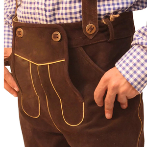 High Quality Durable Leather Made Bavarian Casual Mid Waist Shorts for Men's German Style Pakistan Made Customize Cowhide - Product Image 4