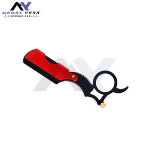 Rasoir à lame universelle, finition satinée, trou unique, rasoir droit de barbier, noir rouge, rasage et coiffage des cheveux - Product Image 5