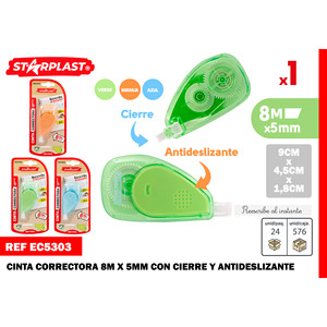 Cinta de corrección de plástico de 5mm X 8m para una corrección de texto fácil y conveniente - Product Image 1