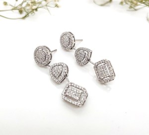 14 K or blanc or rose et or blanc coupe ronde laboratoire cultivé diamant boucles d'oreilles de mariage femmes bijoux de mode boucles d'oreilles de fiançailles - Product Image 2