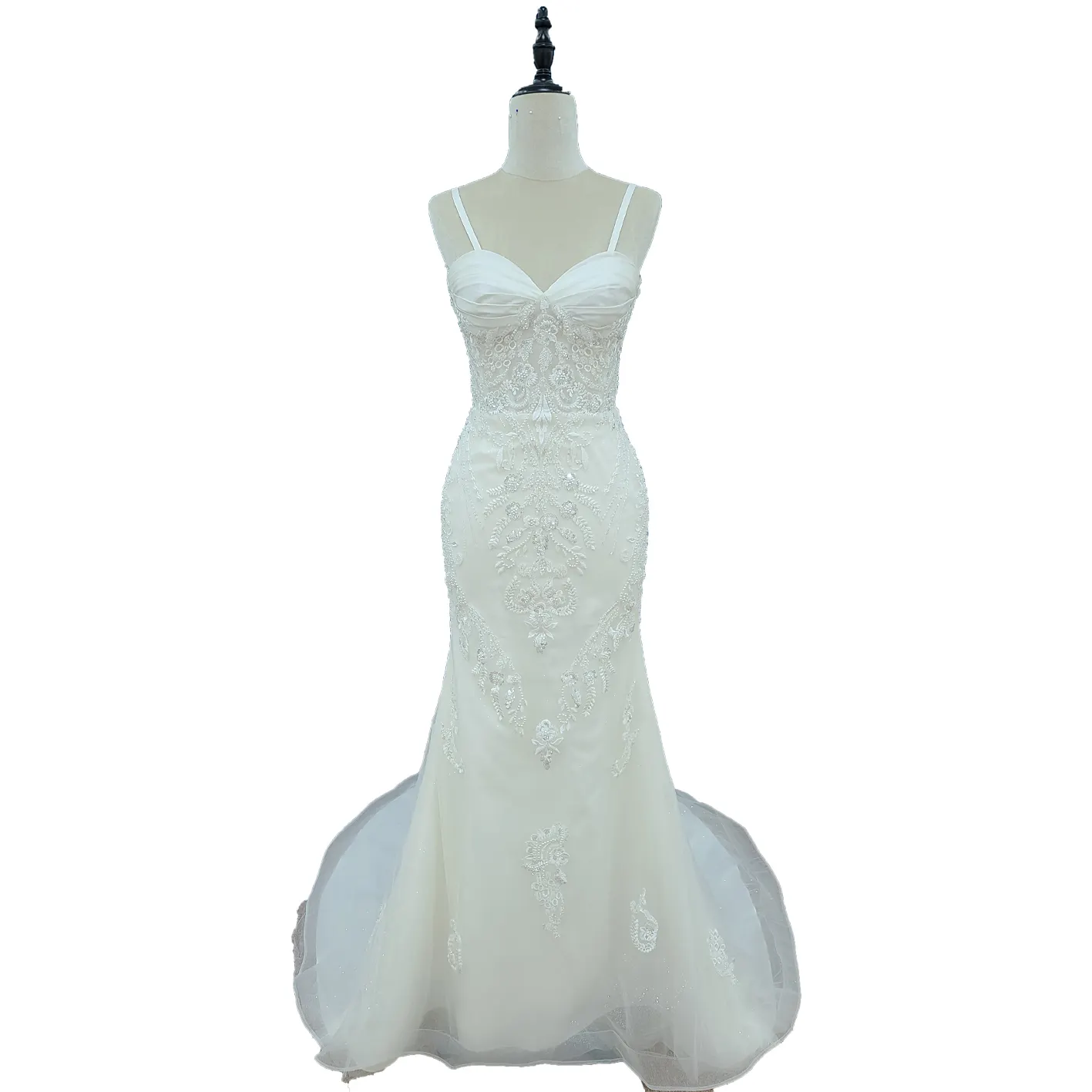2023 robe de mariée de luxe à paillettes et paillettes robe de mariée sirène en dentelle perlée avec train détachable