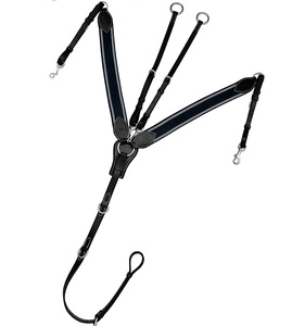 Plastron rembourré en cuir de cheval à trois points avec attache de course-bleu marine élastique - Product Image 1