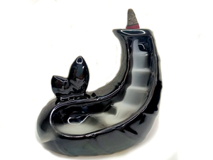 Fontaine en forme de montagne de roche Céramique refoulement cascade fumée brûleur d'encens fontaine inverse cône d'encens support de brûleur - Product Image 3